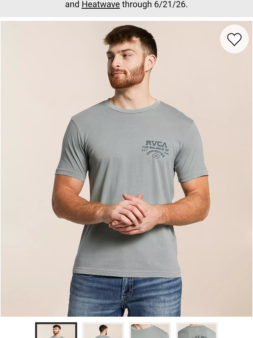 RVCA Men's Sage Green Short Sleeve Graphic Tee